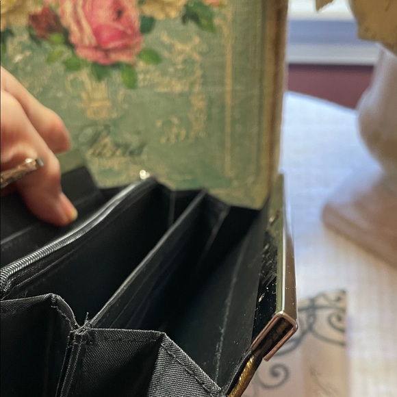 Leopard Print Patent Clutch with Rose Silver Trim - Picture 8 of 12